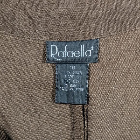 Vintage Rafaella 100% Linen Pants Womens 10 Brown Straight Leg Drawstring Casual - Picture 6 of 10